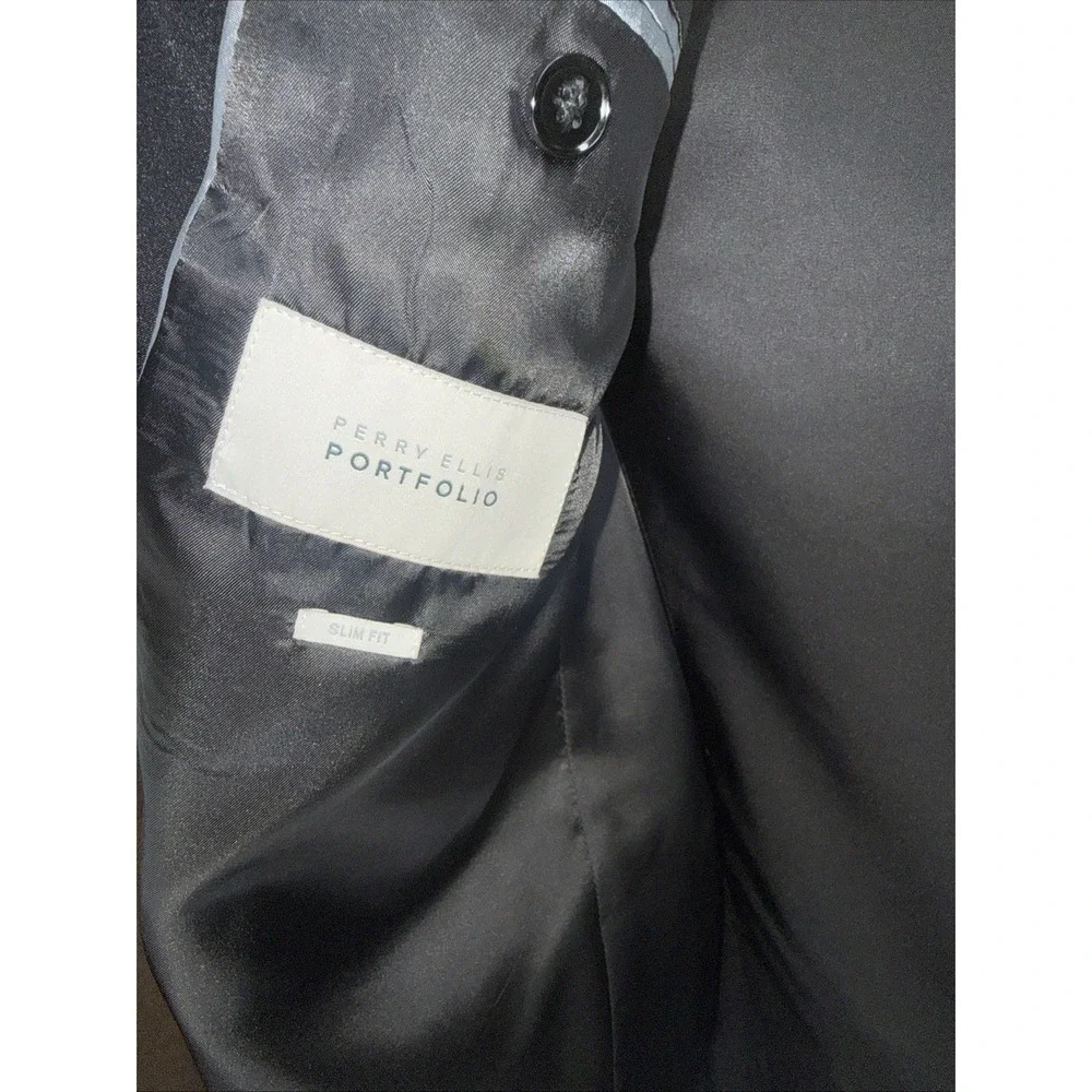 New 44R Men's Perry Ellis Portfolio Black Tuxedo Coat Dinner Jacket Blazer